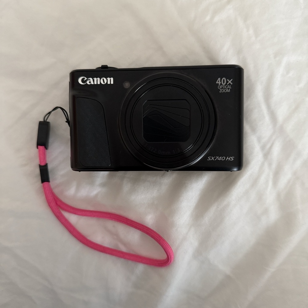 SOLD Canon SX740 HS Black with Pink Strap Digital Camera